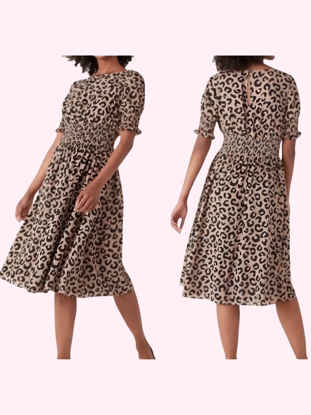 kate spade Graphic Leopard Puff-sleeve Blaire Midi Dress